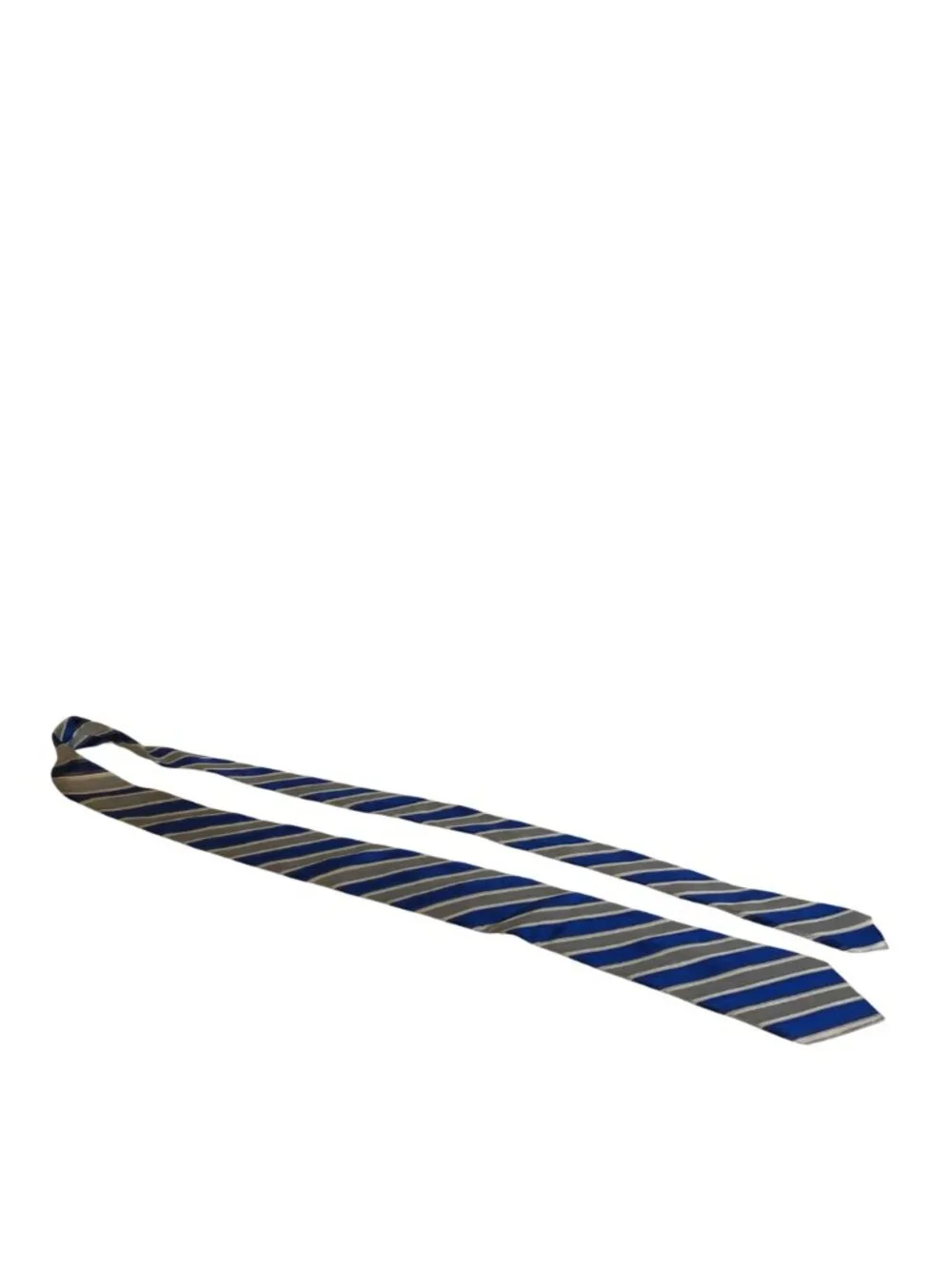 Calvin Klein Silk Tie Blue Gray Striped Mens Necktie Office Work Formal Gift